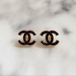 20mm Chanel Black Quilted Buttons Stamped